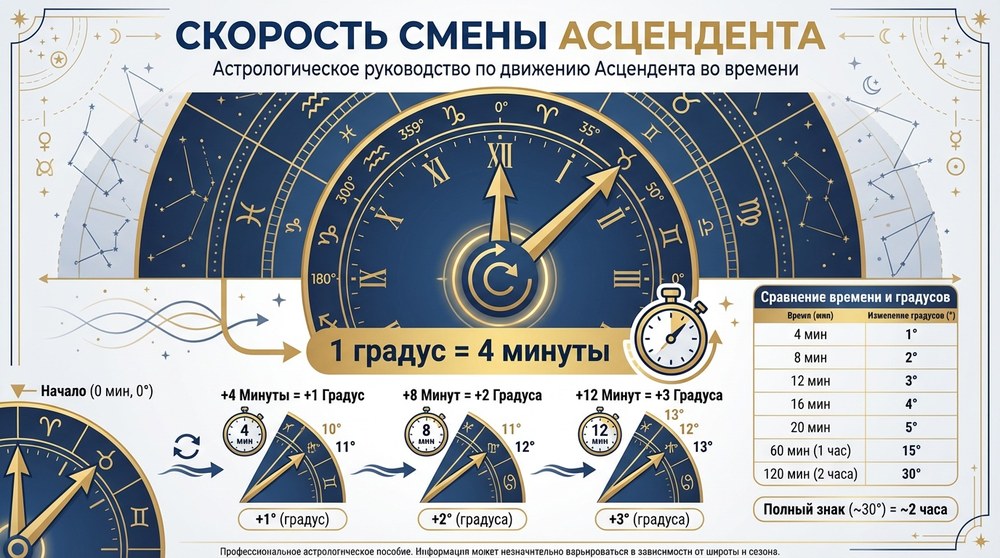 изменение асцендента по времени